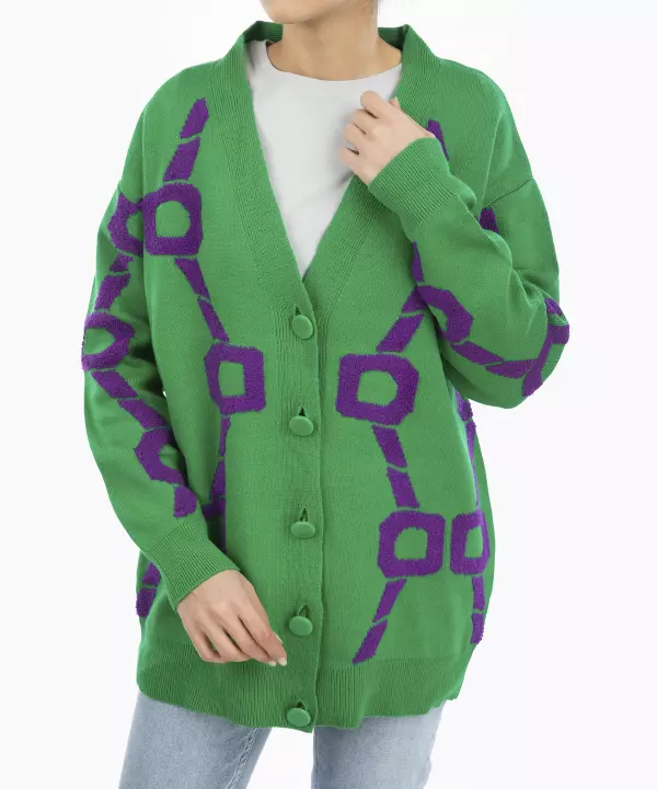 ژاکت طرحدار زنانه سبز سوپردرای