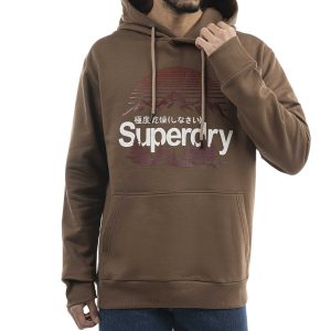 هودی چاپدار مردانه قهوه ای superdryM12A41602C